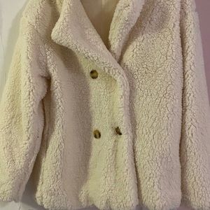 Cream fuzzy coat